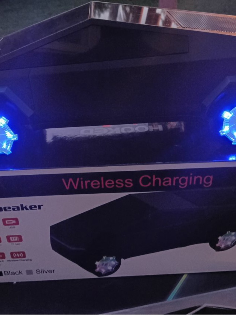 Wireless Charging Bluetooth Speaker with Blue LED Accent - Black